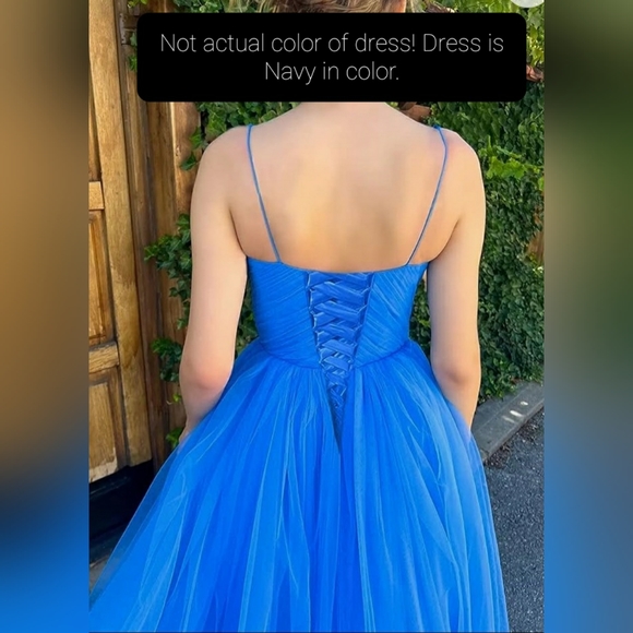 Tea Length Spaghetti Strap Formal Cocktail/Wedding/Prom Tulle Party Dress - Picture 2 of 4